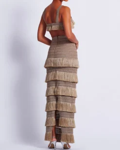 PatBO Metallic Fringe Maxi Skirt- Matching Sets|Bottoms