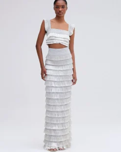 PatBO Metallic Fringe Maxi Skirt- Matching Sets|Bottoms