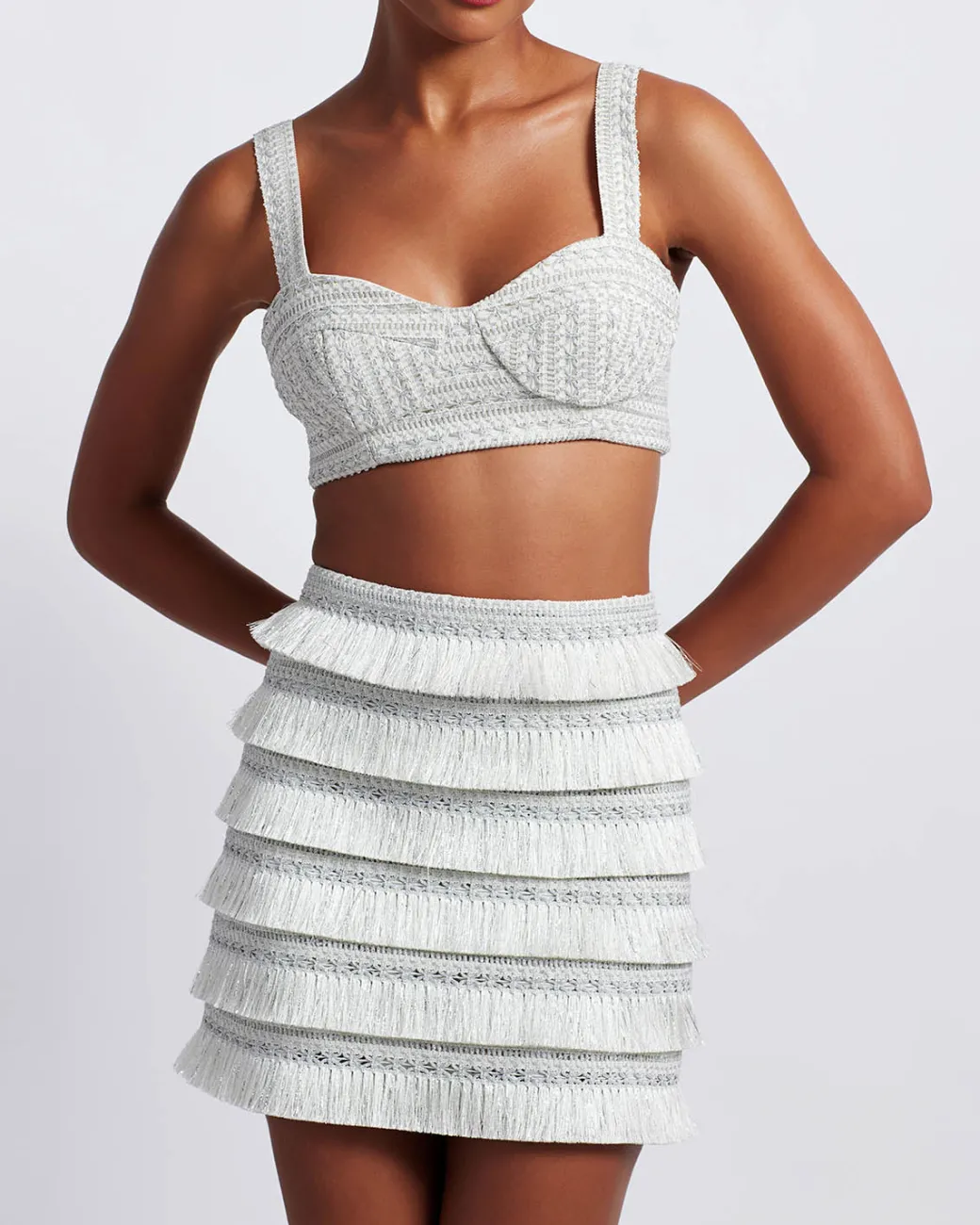 PatBO Metallic Fringe Mini Skirt- Matching Sets|Bottoms