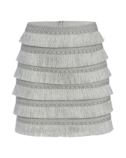 PatBO Metallic Fringe Mini Skirt- Matching Sets|Bottoms