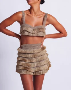 PatBO Metallic Fringe Shorts- Matching Sets|Bottoms
