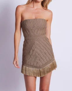 PatBO Metallic Fringe Strapless Mini Dress (FINAL SALE)- Dresses & Jumpsuits