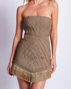 PatBO Metallic Fringe Strapless Mini Dress (FINAL SALE)- Dresses & Jumpsuits