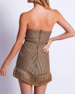 PatBO Metallic Fringe Strapless Mini Dress (FINAL SALE)- Dresses & Jumpsuits