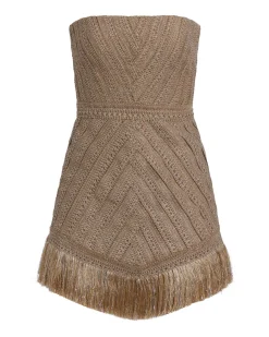 PatBO Metallic Fringe Strapless Mini Dress (FINAL SALE)- Dresses & Jumpsuits