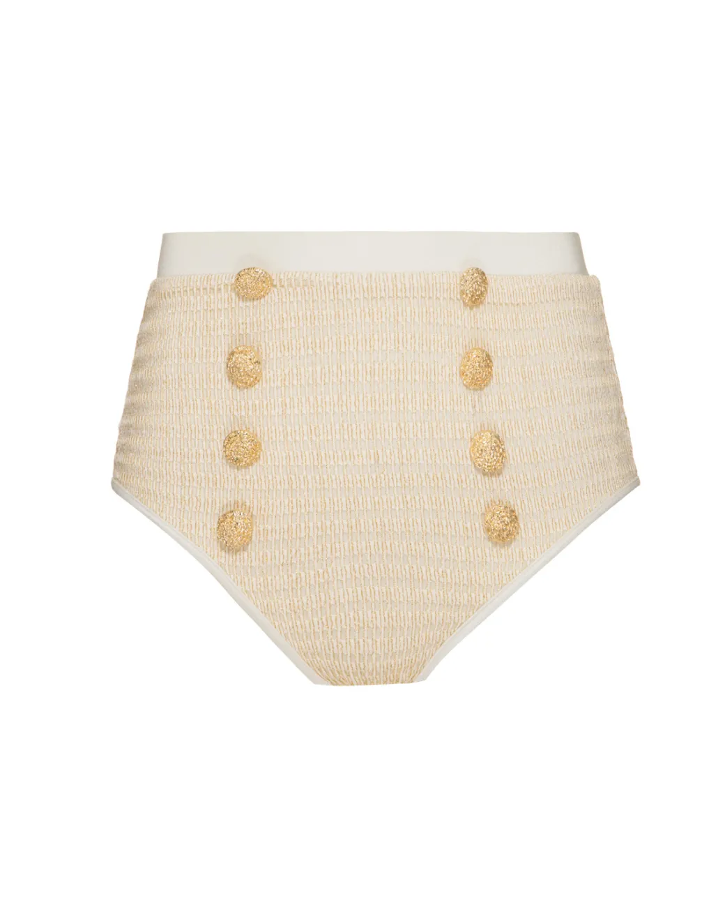 PatBO METALLIC HIGH WAIST BIKINI BOTTOM- Bikinis|Matching Sets