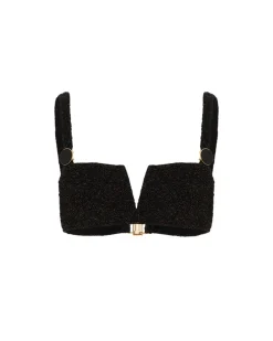 PatBO Metallic Jacquard Bikini Top- Bikinis