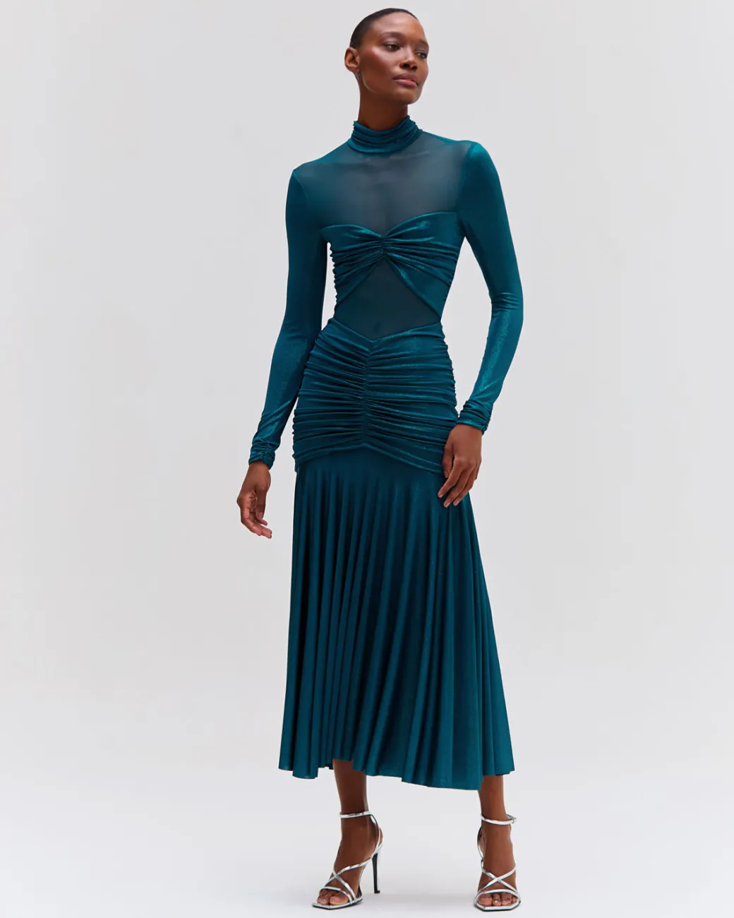 PatBO Metallic Jersey and Tulle Midi Dress- Dresses & Jumpsuits