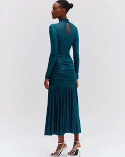 PatBO Metallic Jersey and Tulle Midi Dress- Dresses & Jumpsuits