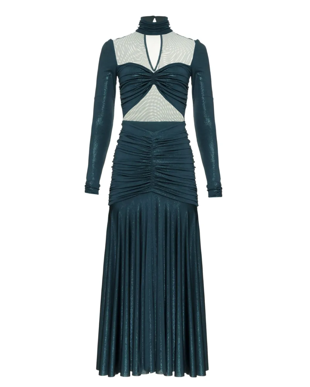 PatBO Metallic Jersey and Tulle Midi Dress- Dresses & Jumpsuits