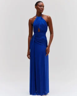 PatBO Metallic Jersey Halterneck Maxi Dress- Dresses & Jumpsuits