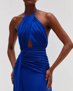 PatBO Metallic Jersey Halterneck Maxi Dress- Dresses & Jumpsuits
