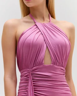 PatBO Metallic Jersey Halterneck Maxi Dress- Dresses & Jumpsuits