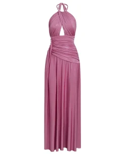 PatBO Metallic Jersey Halterneck Maxi Dress- Dresses & Jumpsuits