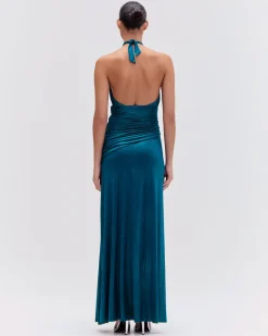 PatBO Metallic Jersey Halterneck Maxi Dress- Dresses & Jumpsuits