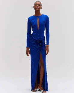 PatBO Metallic Jersey Keyhole Maxi Dress- Dresses & Jumpsuits