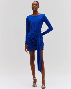 PatBO Metallic Jersey Long Sleeve Mini Dress- Dresses & Jumpsuits