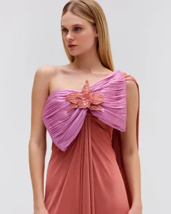 PatBO Metallic Jersey One Shoulder Maxi Dress (FINAL SALE)- Dresses & Jumpsuits