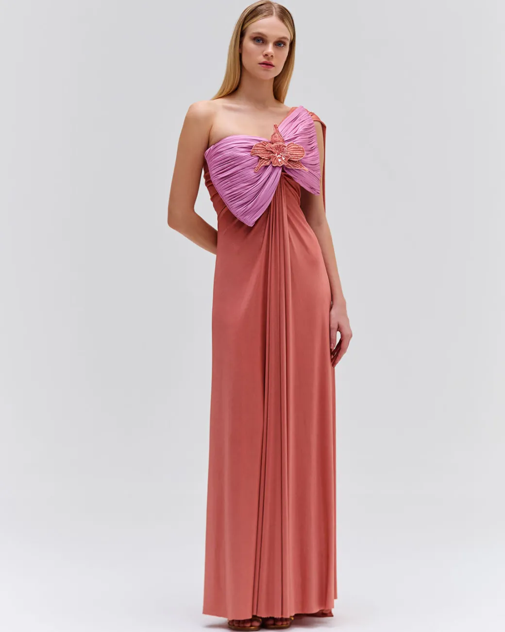 PatBO Metallic Jersey One Shoulder Maxi Dress (FINAL SALE)- Dresses & Jumpsuits