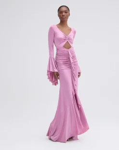 PatBO Metallic Jersey Ruched Maxi Dress (FINAL SALE)- Dresses & Jumpsuits