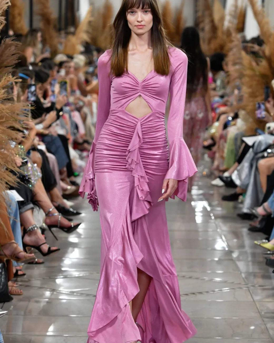 PatBO Metallic Jersey Ruched Maxi Dress (FINAL SALE)- Dresses & Jumpsuits