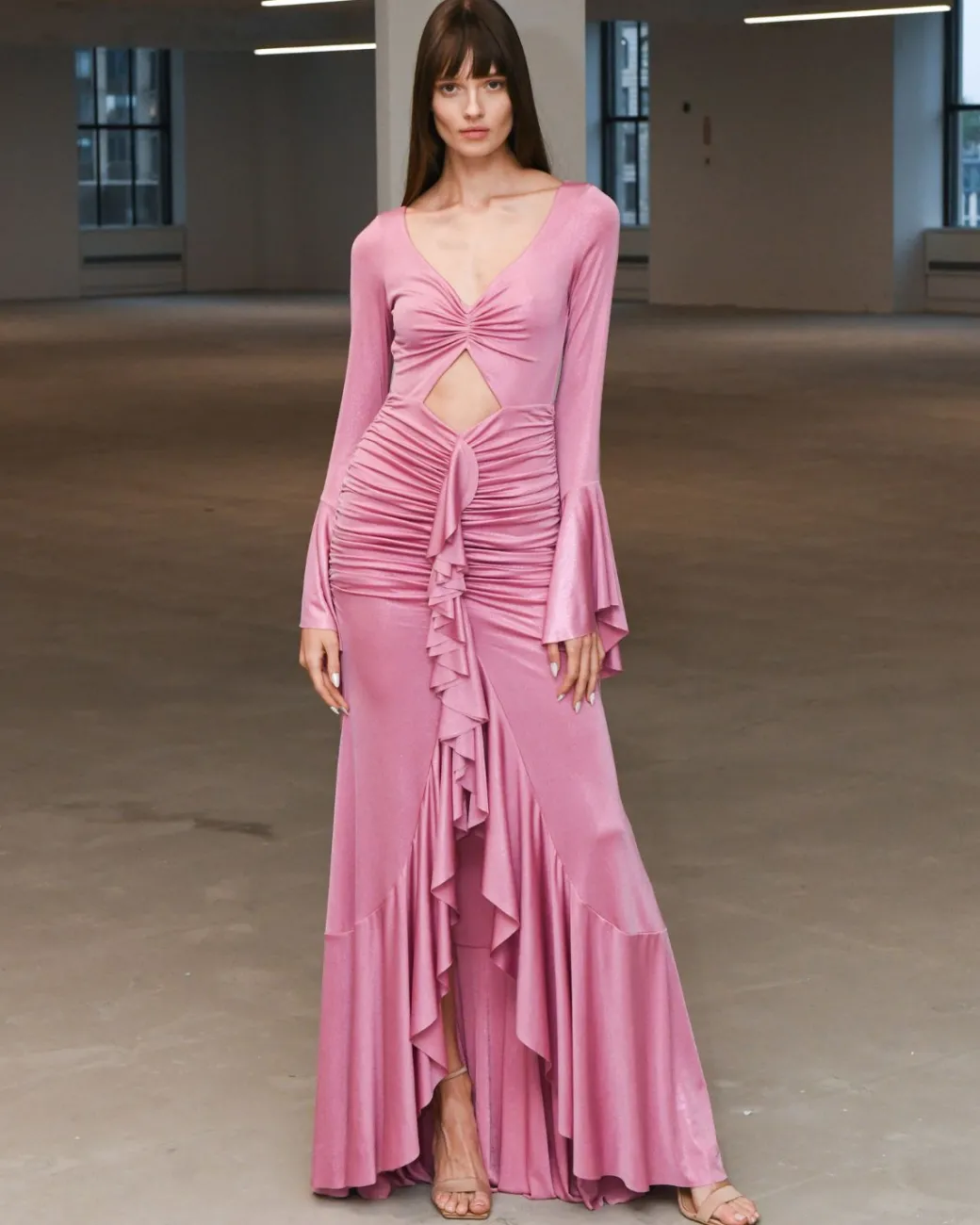 PatBO Metallic Jersey Ruched Maxi Dress (FINAL SALE)- Dresses & Jumpsuits