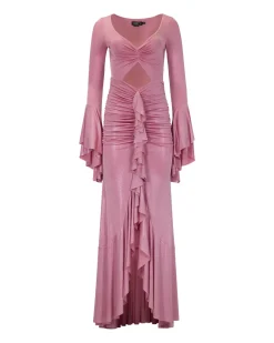 PatBO Metallic Jersey Ruched Maxi Dress (FINAL SALE)- Dresses & Jumpsuits