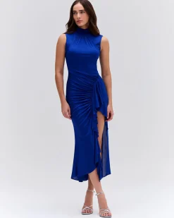 PatBO Metallic Jersey Sleeveless Midi Dress- Dresses & Jumpsuits