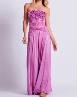 PatBO Metallic Jersey Wide Leg Pant (FINAL SALE)- Matching Sets|Bottoms