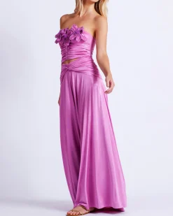 PatBO Metallic Jersey Wide Leg Pant (FINAL SALE)- Matching Sets|Bottoms