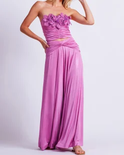PatBO Metallic Jersey Wide Leg Pant (FINAL SALE)- Matching Sets|Bottoms