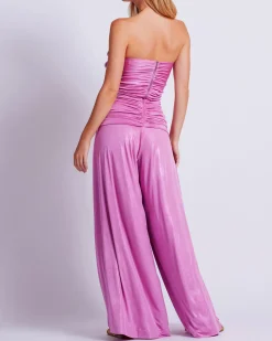 PatBO Metallic Jersey Wide Leg Pant (FINAL SALE)- Matching Sets|Bottoms