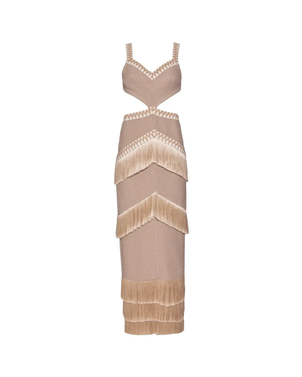 PatBO Metallic Knit Maxi Dress with Fringe Trim- Dresses & Jumpsuits