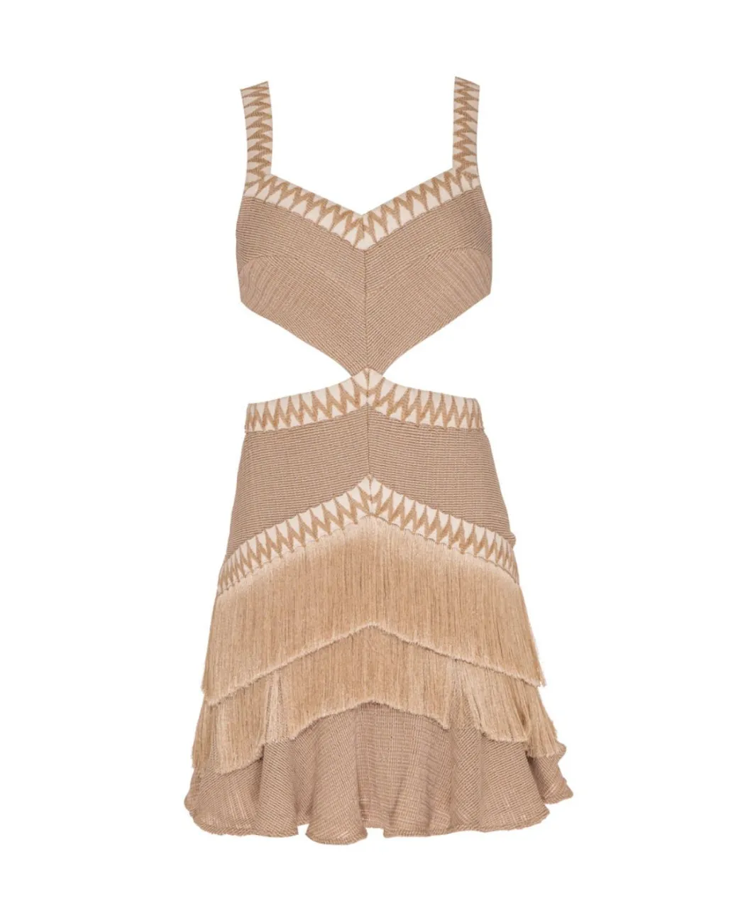 PatBO Metallic Knit Mini Dress with Fringe Trim- Dresses & Jumpsuits