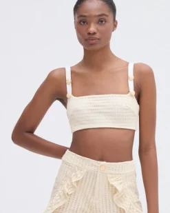 PatBO METALLIC KNIT TOP- Bikinis|Matching Sets