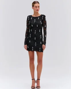 PatBO METALLIC LACE HAND BEADED MINI DRESS- Dresses & Jumpsuits