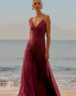 PatBO METALLIC PLUNGE GOWN- Dresses & Jumpsuits