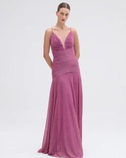 PatBO METALLIC PLUNGE GOWN- Dresses & Jumpsuits