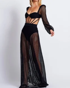 PatBO Monstera Bustier Netted Beach Dress (FINAL SALE)- Beach Dresses