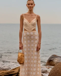 PatBO NATURAL CROCHET DRESS- Dresses & Jumpsuits