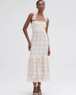 PatBO NATURAL CROCHET MIDI DRESS- Dresses & Jumpsuits