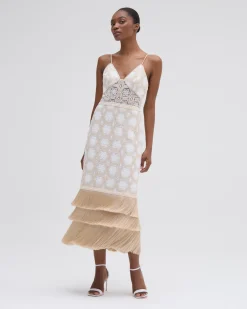 PatBO NATURAL CROCHET PLUNGE MIDI DRESS- Dresses & Jumpsuits