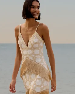 PatBO NATURAL CROCHET PLUNGE MINI DRESS- Dresses & Jumpsuits
