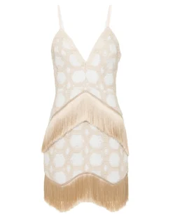 PatBO NATURAL CROCHET PLUNGE MINI DRESS- Dresses & Jumpsuits