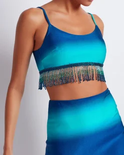 PatBO OMBRE BEADED CROPPED TOP (FINAL SALE)- Tops & Bodysuits|Matching Sets
