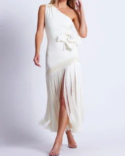 PatBO One Shoulder Flower Applique Dress (FINAL SALE)- Dresses & Jumpsuits