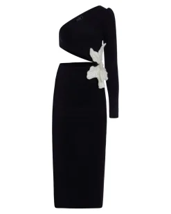 PatBO ONE SHOULDER MAXI DRESS WITH FLOWER APPLIQUE- Dresses & Jumpsuits
