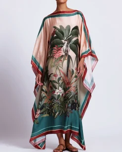 PatBO Paradise Print Silk Caftan (FINAL SALE)- Cover-ups