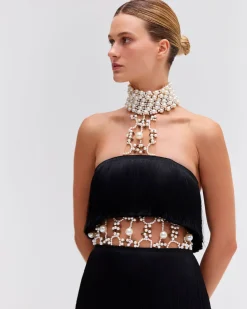PatBO PEARL AND FRINGE HALTERNECK MINI DRESS (EXCLUSIVE)- Dresses & Jumpsuits