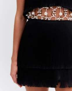 PatBO PEARL AND FRINGE HALTERNECK MINI DRESS (EXCLUSIVE)- Dresses & Jumpsuits